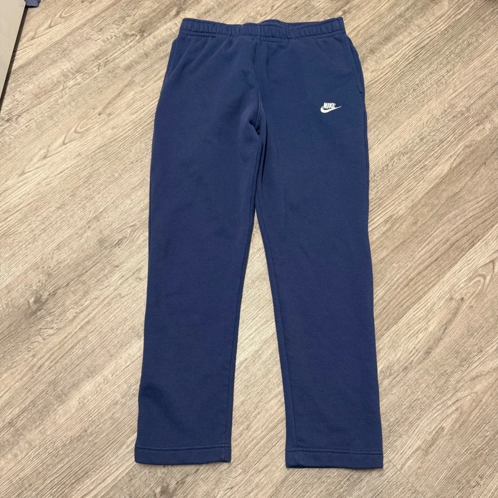 Nike Womens Fleece Sweatpants Navy Blue Straight Leg XL XLG TG Pockets Logo‎
